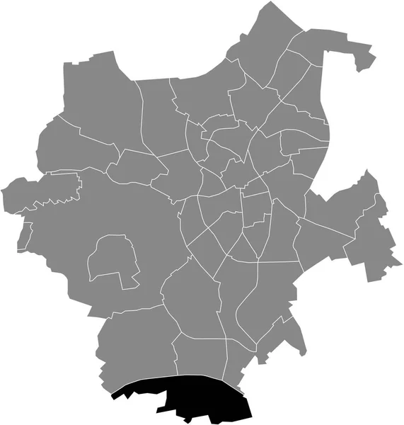 Black Flat Blank Highlighted Location Map Wanlo District Gray Administrative — Stockvektor