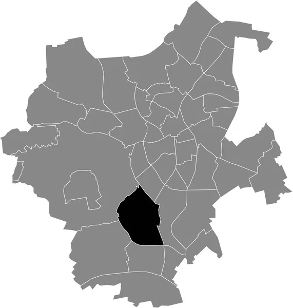 Black Flat Blank Highlighted Location Map Wickrath Mitte District Gray — Stok Vektör