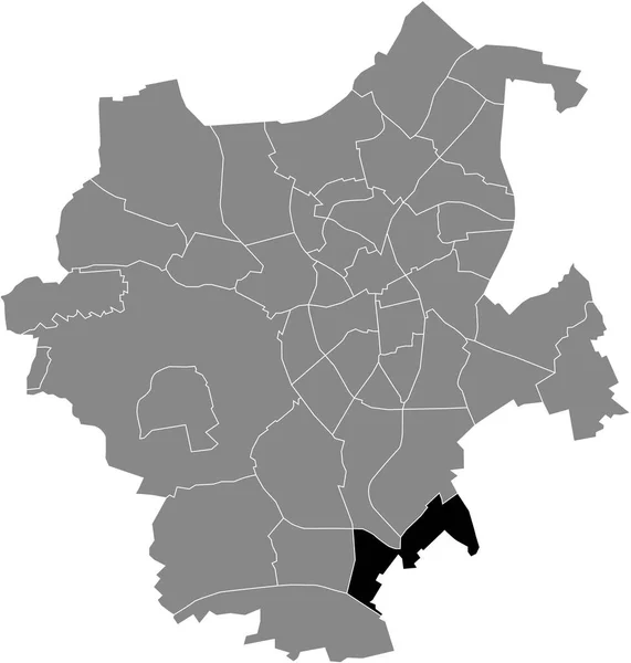 Black Flat Blank Highlighted Location Map Sasserath District Gray Administrative — Archivo Imágenes Vectoriales