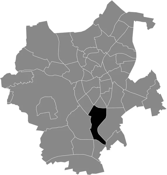 德国Mnchengladbach灰色行政地图内Odenkirchen West District的黑色平面突出显示空白位置图 — 图库矢量图片