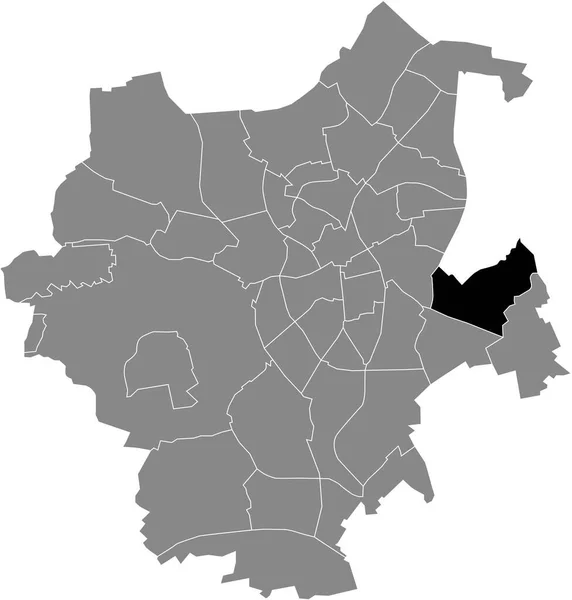 德国Mnchengladbach灰色行政地图内Giesenkirchen Nord District的黑色扁平突出显示空白位置图 — 图库矢量图片