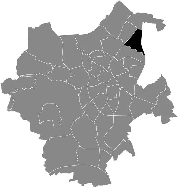 Black Flat Blank Highlighted Location Map Uedding District Gray Administrative —  Vetores de Stock