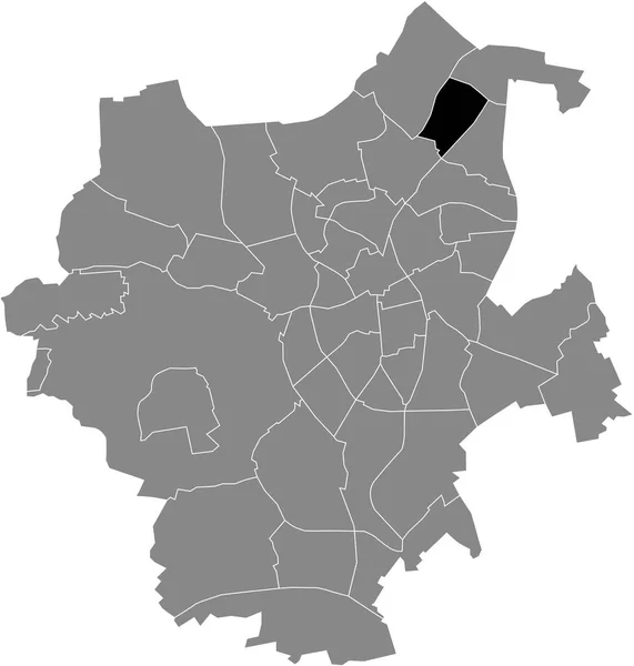 德国Mnchengladbach灰色行政地图内Neuwerk District的黑色平面突出显示空白位置图 — 图库矢量图片