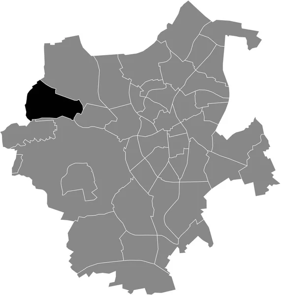 Mappa Dettagliata Hardter Wald District All Interno Della Mappa Amministrativa — Vettoriale Stock