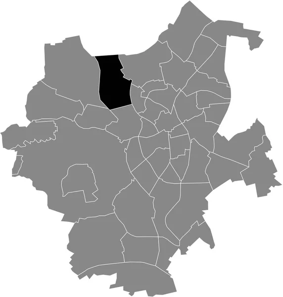 Black Flat Blank Highlighted Location Map Venn District Gray Administrative — Image vectorielle