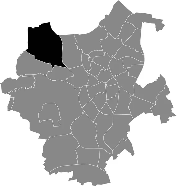 Mnchengladbach Almanya Nın Gri Idari Haritası Içinde Hardt Mitte District — Stok Vektör