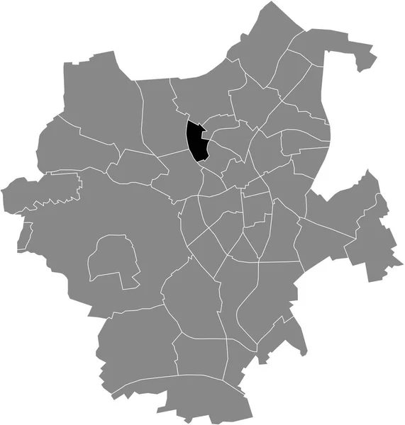 Black Flat Blank Highlighted Location Map Waldhausen District Gray Administrative — Stok Vektör