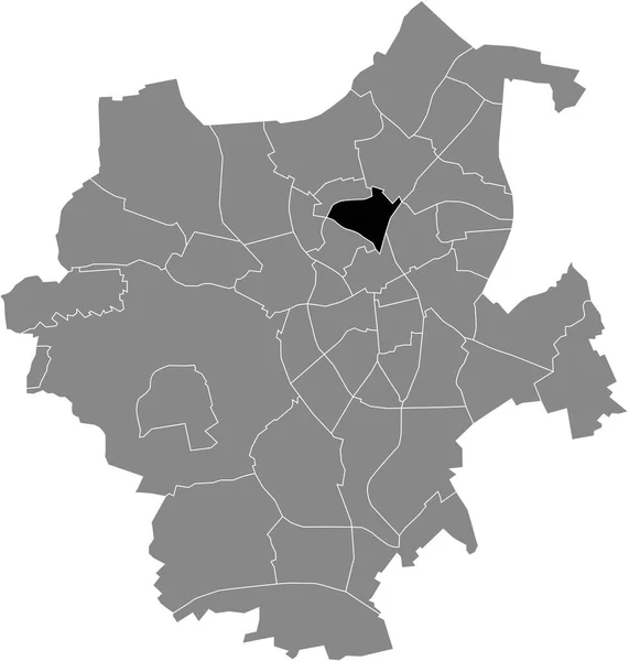 Black Flat Blank Highlighted Location Map Gladbach District Gray Administrative — Image vectorielle