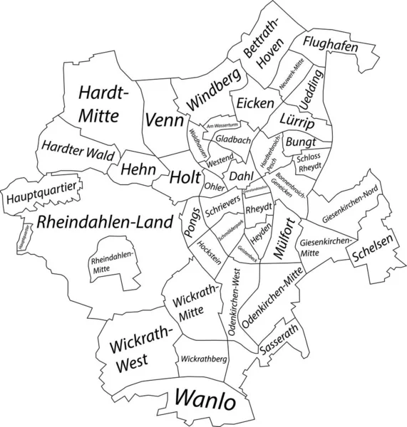 Λευκό Επίπεδο Διάνυσμα Διοικητικό Χάρτη Της Mnchengladbach Γερμανία Ετικέτες Όνομα — Διανυσματικό Αρχείο