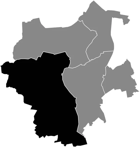 Black Flat Blank Highlighted Location Map West Borough Gray Administrative — Διανυσματικό Αρχείο