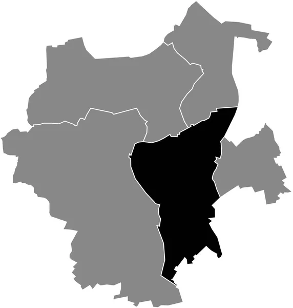 德国Mnchengladbach灰色行政地图内Sd Borough黑色平面突出显示空白位置图 — 图库矢量图片