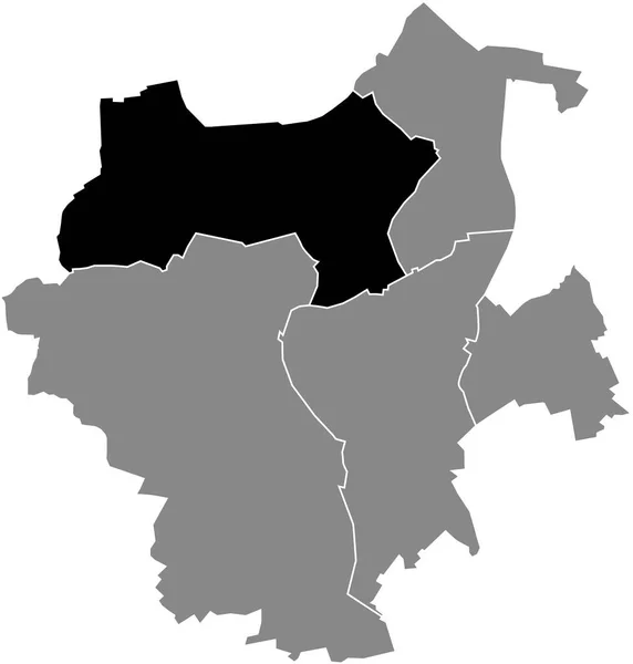 ドイツのMnchengladbachの灰色の行政地図の中の北ボアフの黒いフラットブランクハイライト位置マップ — ストックベクタ