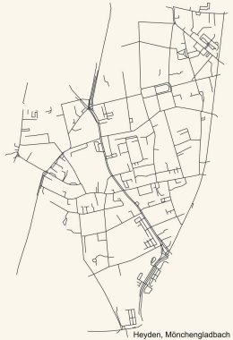 Alman bölgesel başkenti Mnchengladbach 'ın HEYDEN DISTRICT kentsel yol haritasının ayrıntılı seyir çizgileri