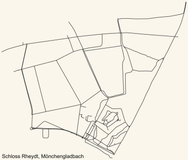 Alman bölgesel başkenti Mnchengladbach 'ın SCHLOSS RHEYDT DISTRICT haritasının ayrıntılı seyir çizgileri