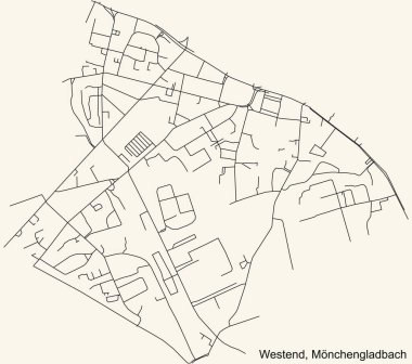 Alman bölgesel başkenti Mnchengladbach, Almanya 'nın WALDHAUSEN DISTRICT kentsel yol haritasının ayrıntılı seyir çizgileri