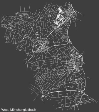 Alman bölgesel başkenti Mnchengladbach, Almanya 'nın Batı BOROUGH kentinin şehir caddelerinin haritası.