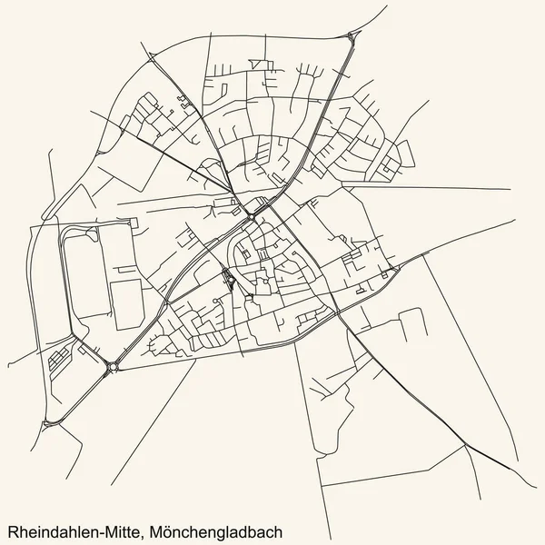 Alman bölgesel başkenti Mnchengladbach, Almanya 'nın RHEINDAHLEN-MITTE DISTRICT kentsel yol haritasının ayrıntılı seyir çizgileri