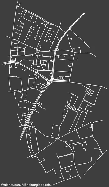 Detailed Negative Navigation White Lines Urban Street Roads Map Waldhausen — Wektor stockowy