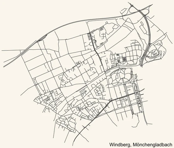 Alman bölgesel başkenti Mnchengladbach, Almanya 'nın WINDBERG DISTRICT kentsel yol haritasının ayrıntılı seyir çizgileri