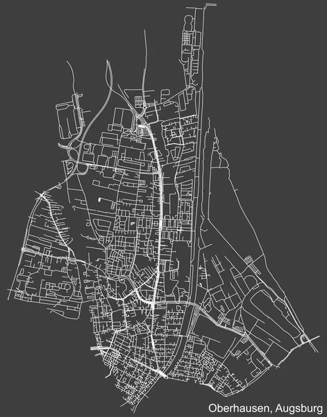 Detailed Negative Navigation White Lines Urban Street Roads Map Oberhausen — Wektor stockowy