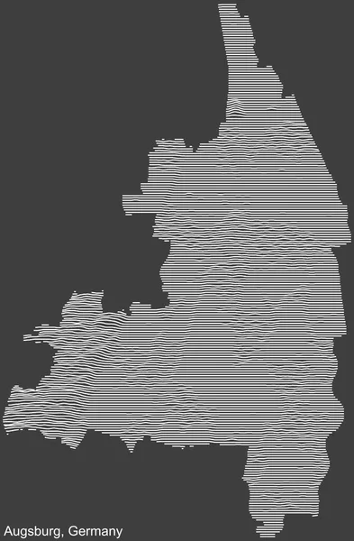 Topograficzna Ujemna Mapa Miasta Augsburg Niemcy Białymi Liniami Konturu Ciemnoszarym — Wektor stockowy