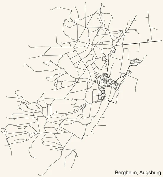 Detailed Navigation Black Lines Urban Street Roads Map Bergheim Borough — Stockvektor