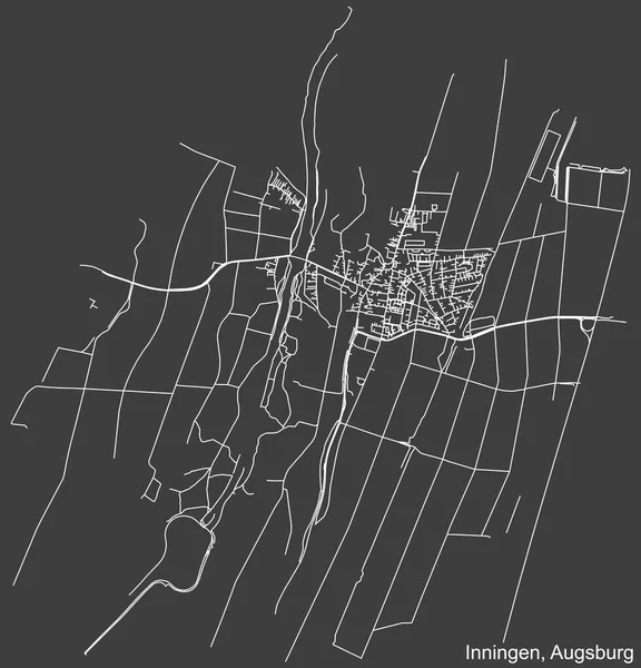 Detailed Negative Navigation White Lines Urban Street Roads Map Inningen — Wektor stockowy