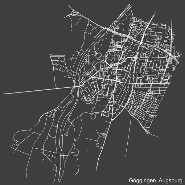 Detailed Negative Navigation White Lines Urban Street Roads Map Gggingen — Wektor stockowy