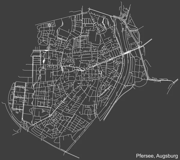 Navegación Negativa Detallada Líneas Blancas Calle Urbana Mapa Carreteras Pfersee — Vector de stock