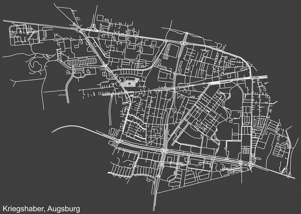 Detailed Negative Navigation White Lines Urban Street Roads Map Kriegshaber — Wektor stockowy
