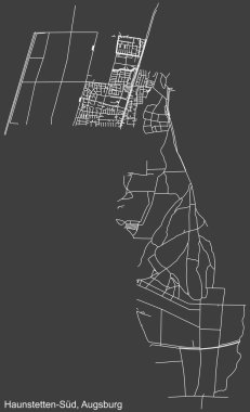 Alman bölgesel başkenti Augsburg, Almanya 'nın HAUNSTETTEN-SD DISTRICT kentinin şehir caddelerinin haritası