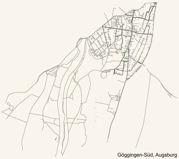 Detailed Navigation Black Lines Urban Street Roads Map Gggingen District — Stockvektor