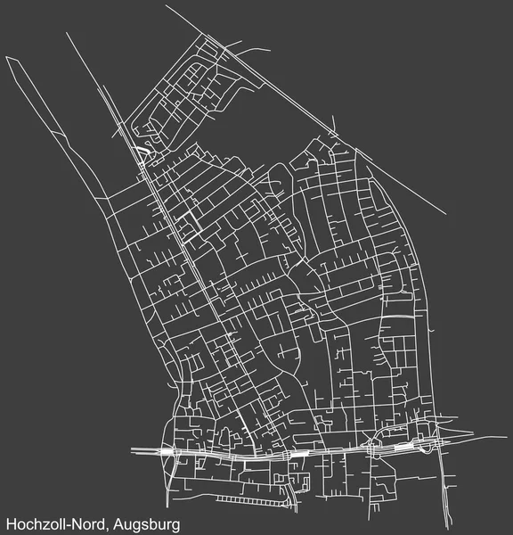 Detailed Negative Navigation White Lines Urban Street Roads Map Hochzoll — Wektor stockowy