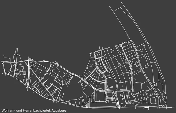 Detailed Negative Navigation White Lines Urban Street Roads Map Wolfram — Wektor stockowy
