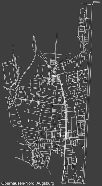 Detailed Negative Navigation White Lines Urban Street Roads Map Oberhausen — стоковый вектор