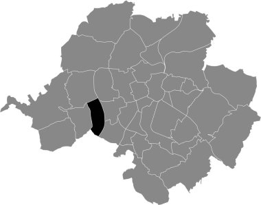 Almanya 'nın başkenti Chemnitz' in gri yönetim haritasında SIEGMAR DISTRICT 'in siyah düz çizilmiş konum haritası