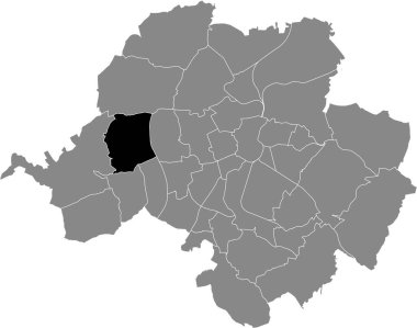 Almanya 'nın başkenti Chemnitz' in gri yönetim haritasında RABENSTEIN DISTRICT 'in siyah düz çizilmiş konum haritası
