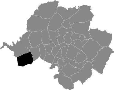 Almanya 'nın başkenti Chemnitz' in gri idari haritası içinde MáELBACH DISTRICT 'in siyah düz altı çizili konum haritası