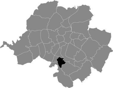 Almanya 'nın başkenti Chemnitz' in gri yönetim haritasında MARKERSDORF 'un siyah düz çizilmiş konum haritası