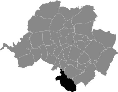 KLAFFENBACH DISTRICT 'in Almanya' nın başkenti Chemnitz 'in gri yönetim haritasındaki siyah düz çizilmiş konum haritası