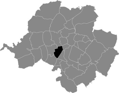 Almanya 'nın başkenti Chemnitz' in gri yönetim haritasında KAPPEL DISTRICT 'in siyah düz altı çizili konum haritası