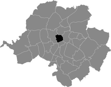 Almanya, Chemnitz 'in gri idari haritasında KABERG DiSTRICT' nin siyah düz çizilmiş konum haritası
