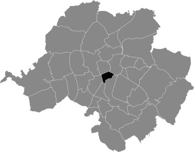 Gri yönetim haritası Chemnitz, Almanya 'da KAPELLENBERG DISTRICT' in siyah düz çizilmiş konum haritası