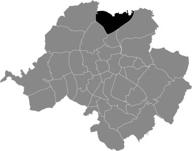 Almanya, Chemnitz 'in gri idari haritasında GLSA-DRAISDORF DISTRICT' in siyah düz çizilmiş konum haritası