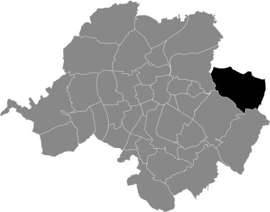 Almanya 'nın başkenti Chemnitz' in gri idari haritasında EUBA DISTRICT 'nin siyah düz altı çizili konum haritası