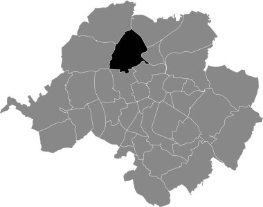 Almanya, Chemnitz 'in gri idari haritası içinde BORNA-HEINERSDORF DISTRICT' un siyah düz çizilmiş konum haritası