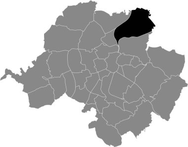 Almanya 'nın başkenti Chemnitz' in gri yönetim haritasında EBERSDORF 'un siyah düz çizilmiş konum haritası