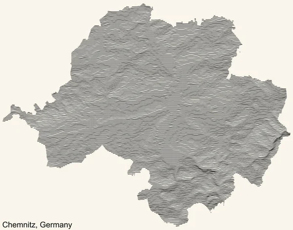 Topograficzna Mapa Miasta Chemnitz Niemcy Czarnymi Konturami Beżowym Tle Rocznika — Wektor stockowy