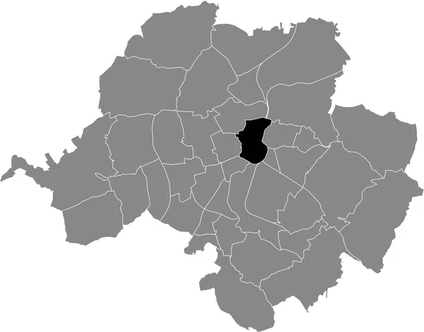 Black Flat Blank Highlighted Location Map Zentrum District Gray Administrative —  Vetores de Stock