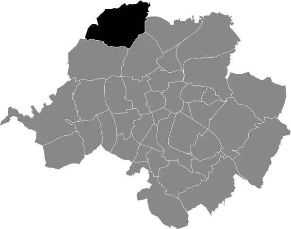 Zwarte Platte Blanco Gemarkeerde Locatiekaart Van Wittgensdorf District Grijze Administratieve — Stockvector